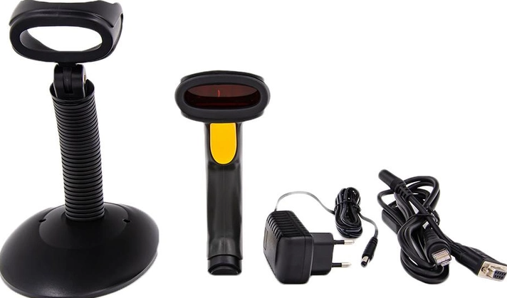Ручний сканер штрих-кодів SunLux XL-6500A RS232 з підставкоюта блоком живлення SunLux XL-6500A RS232 з підставкою та блоком живлення фото