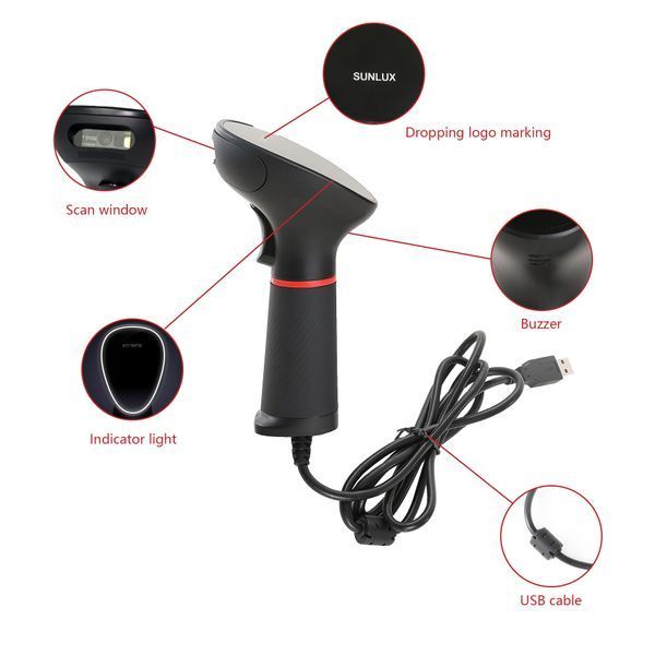 Ручний сканер штрих-кодів SunLux XL-3610 USB 2D з підставкою SunLux XL-3610 USB 2D з підставкою фото
